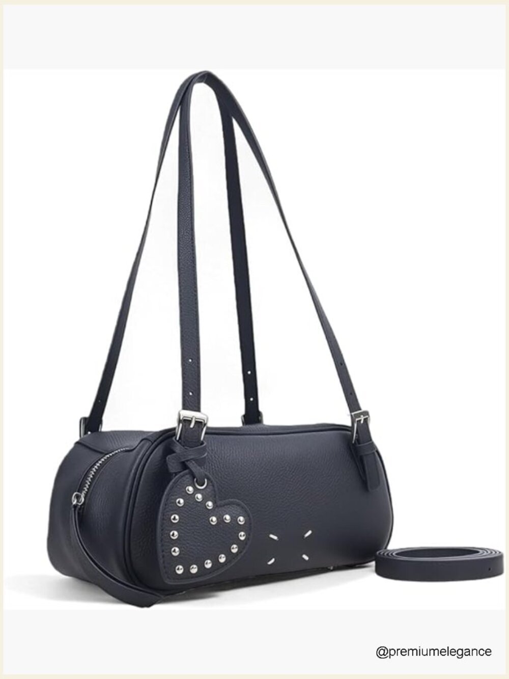 Genuine Leather Small Shoulder Bag Crossbody Purse with Heart Pendant